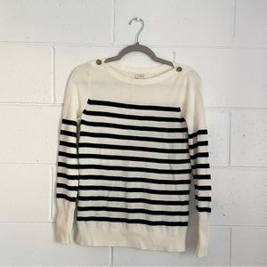JCrew cream sweater with black stripes